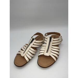 WOMEN'S SANDALS COMFORTVIEW ZIP UP WHITE FLATS SIZE 8M